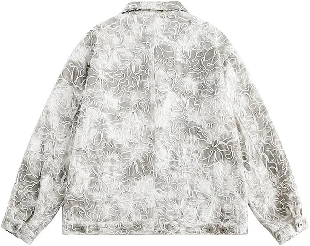 Men Oversized Hip Hop Tie Dye Denim Jackets Vintage Outwear Coats