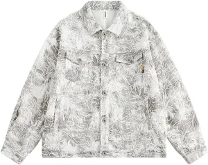 Men Oversized Hip Hop Tie Dye Denim Jackets Vintage Outwear Coats