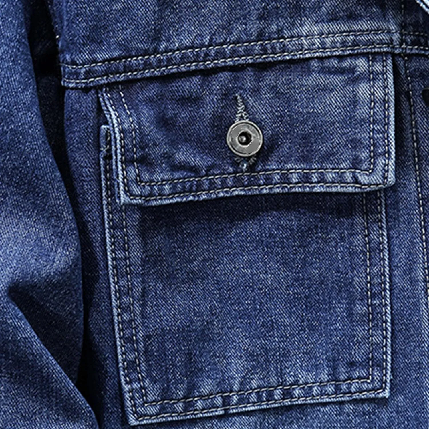 Men's Denim Hoodie Jacket Casual Long Sleeve Button Down Jeans Coat Windproof Hip Hop Trucker Hooded Jackets
