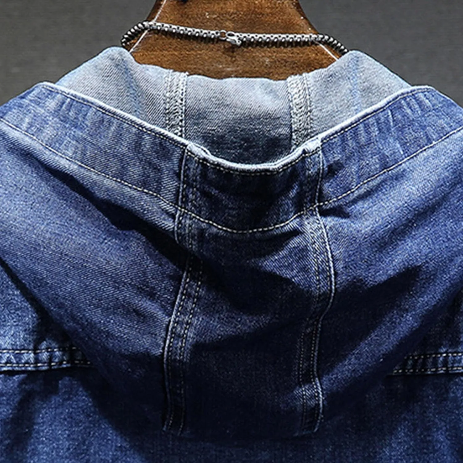 Men's Denim Hoodie Jacket Casual Long Sleeve Button Down Jeans Coat Windproof Hip Hop Trucker Hooded Jackets