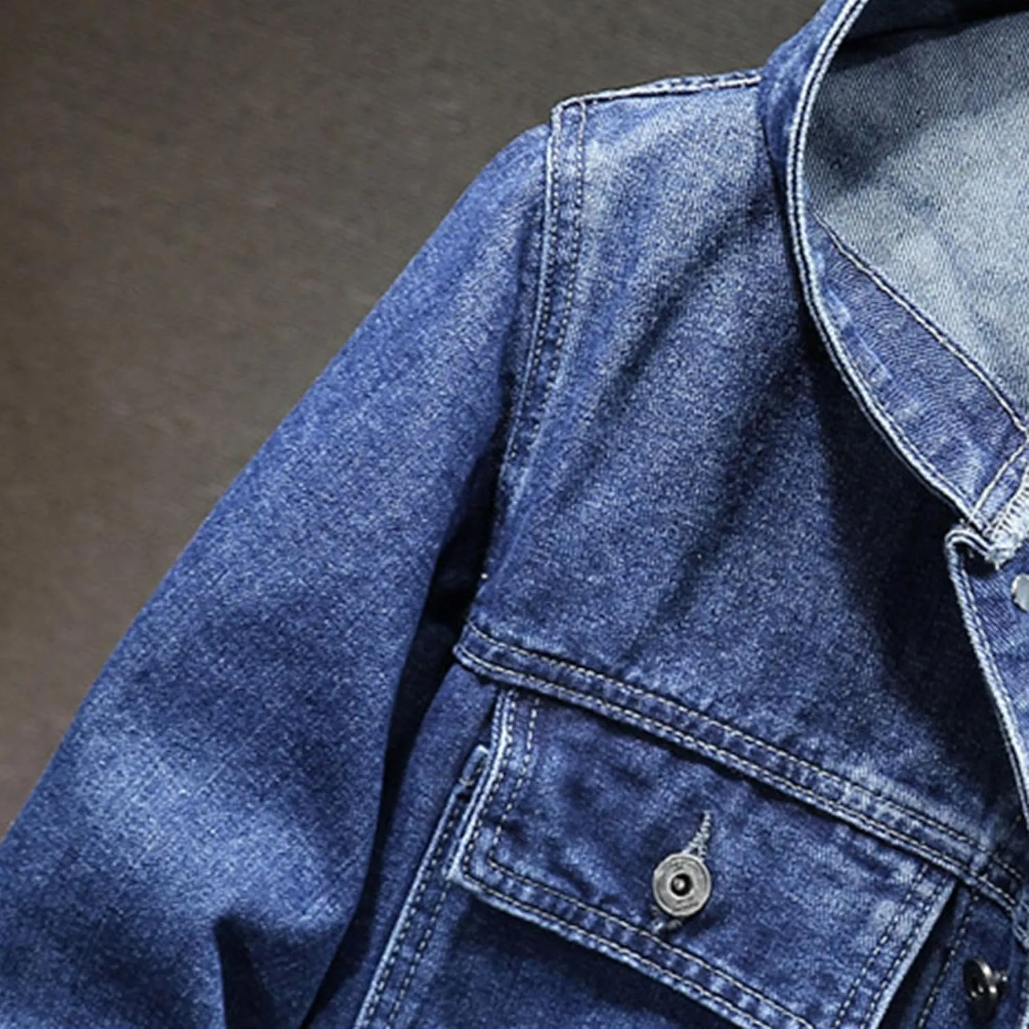 Men's Denim Hoodie Jacket Casual Long Sleeve Button Down Jeans Coat Windproof Hip Hop Trucker Hooded Jackets