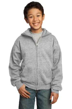 Port & Company® - Youth Core Fleece Full-Zip Hooded Sweatshirt.  PC90YZH