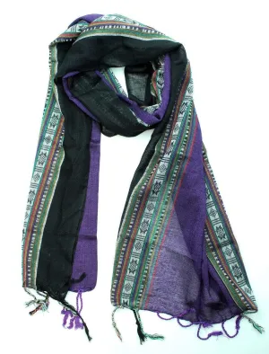 Purple and Black Woven Striped Scarf