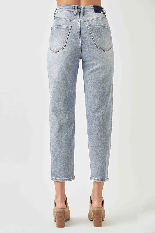 RISEN Jeans- High Rise mom fit light wash jeans RDP5075