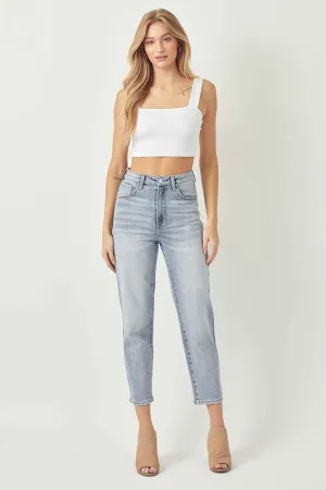 RISEN Jeans- High Rise mom fit light wash jeans RDP5075