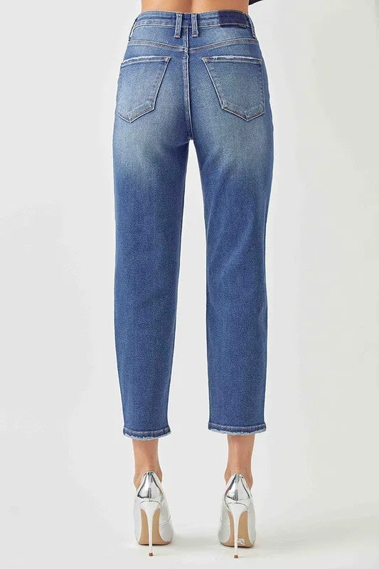 RISEN Jeans- High Rise mom fit Medium wash jeans RDP5075