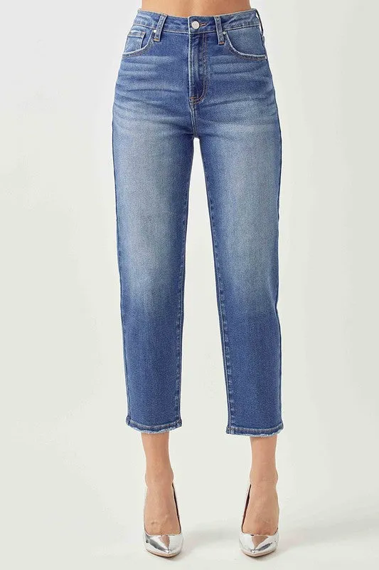 RISEN Jeans- High Rise mom fit Medium wash jeans RDP5075
