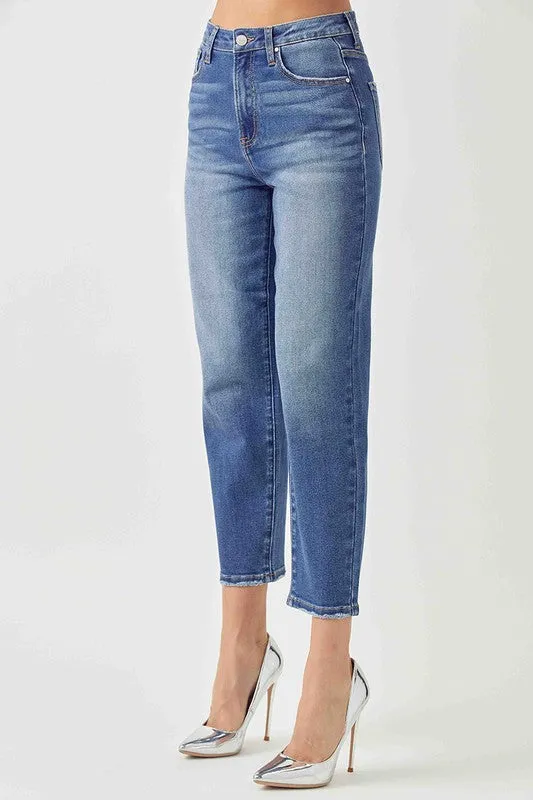 RISEN Jeans- High Rise mom fit Medium wash jeans RDP5075