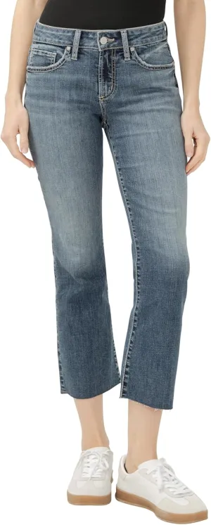 Silver Jeans Co. Women's Suki Mid Rise Curvy Fit Kick Flare Leg Jeans, Luxe Stretch Glory