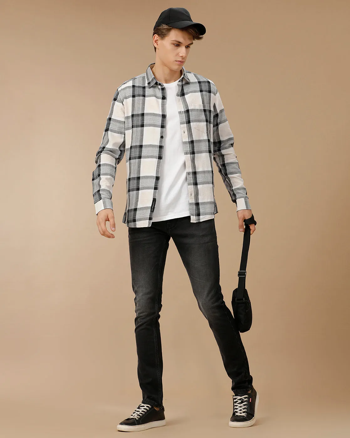 SLUB BLACK SKINNY FIT DENIM JEANS