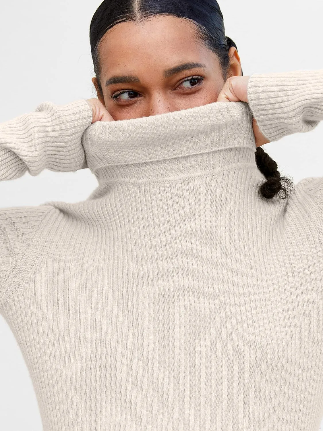 State Cashmere Womens Ribbed Turtleneck Sweater 100% Pure Cashmere Classic Long Sleeve Pullover