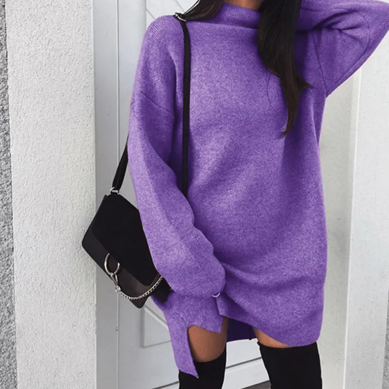 Turtleneck Slit Sweater