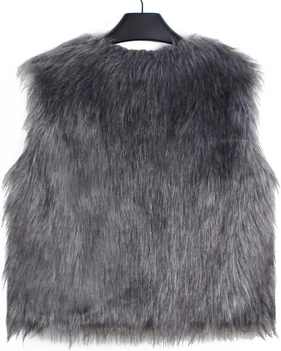 Uillui Womens Open Front Fluffy Short Faux Fur Vest Waistcoat Sleeveless Cropped Faux Fur Jacket Fuzzy Fluffy Short Cardigan