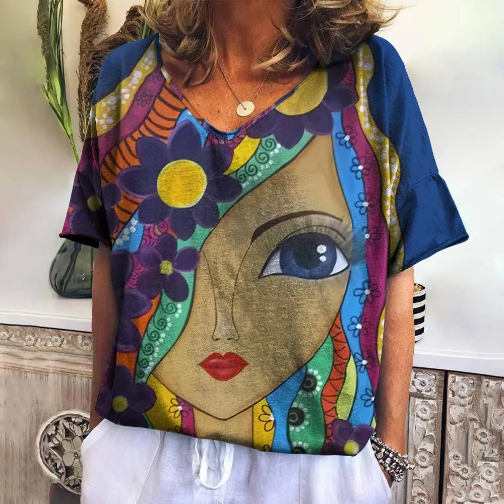 Vintage TShirt For Women Daily Tops Streetwear