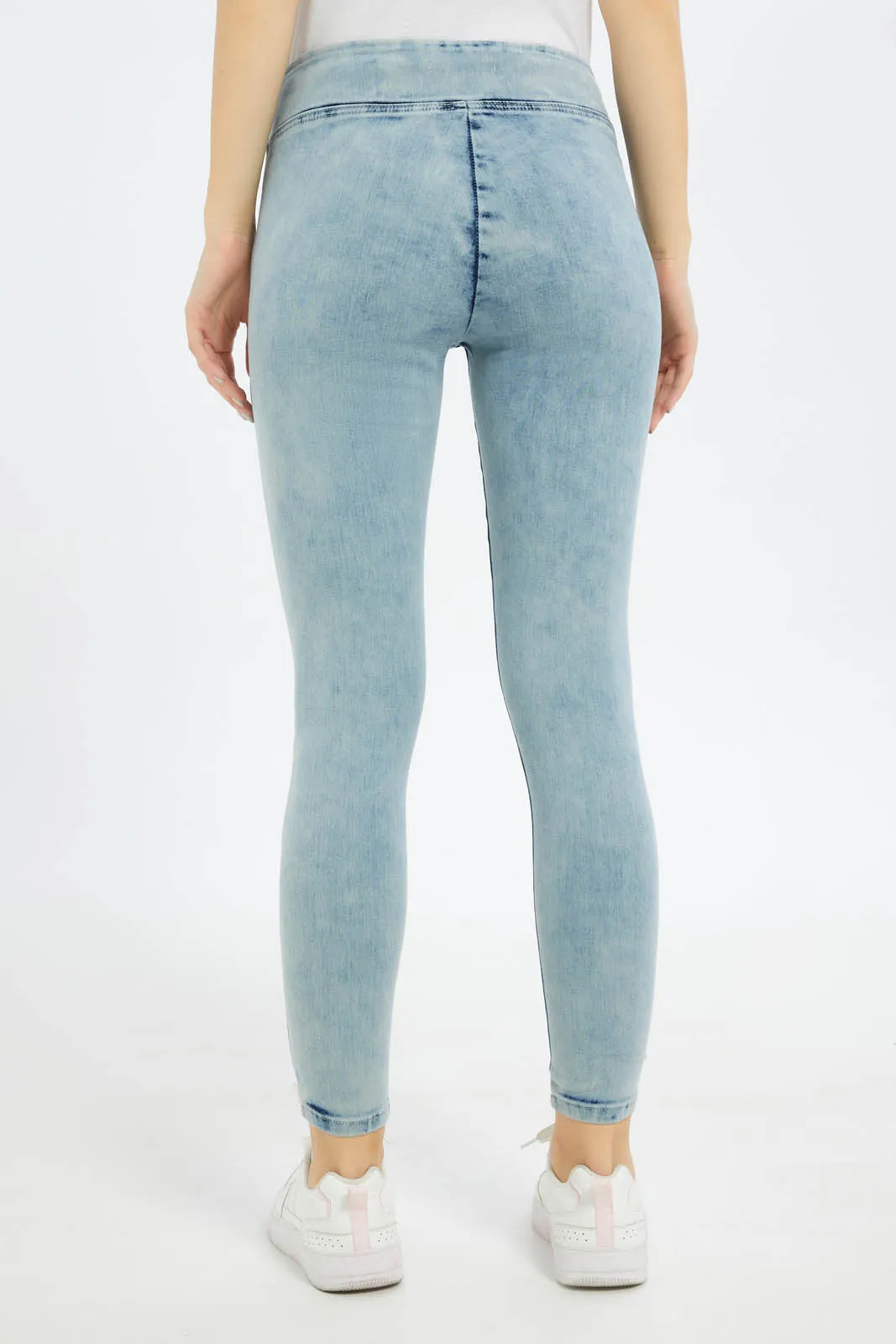 Women Blue Pleated Jegging