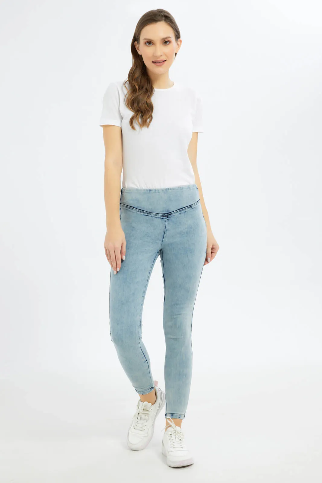 Women Blue Pleated Jegging