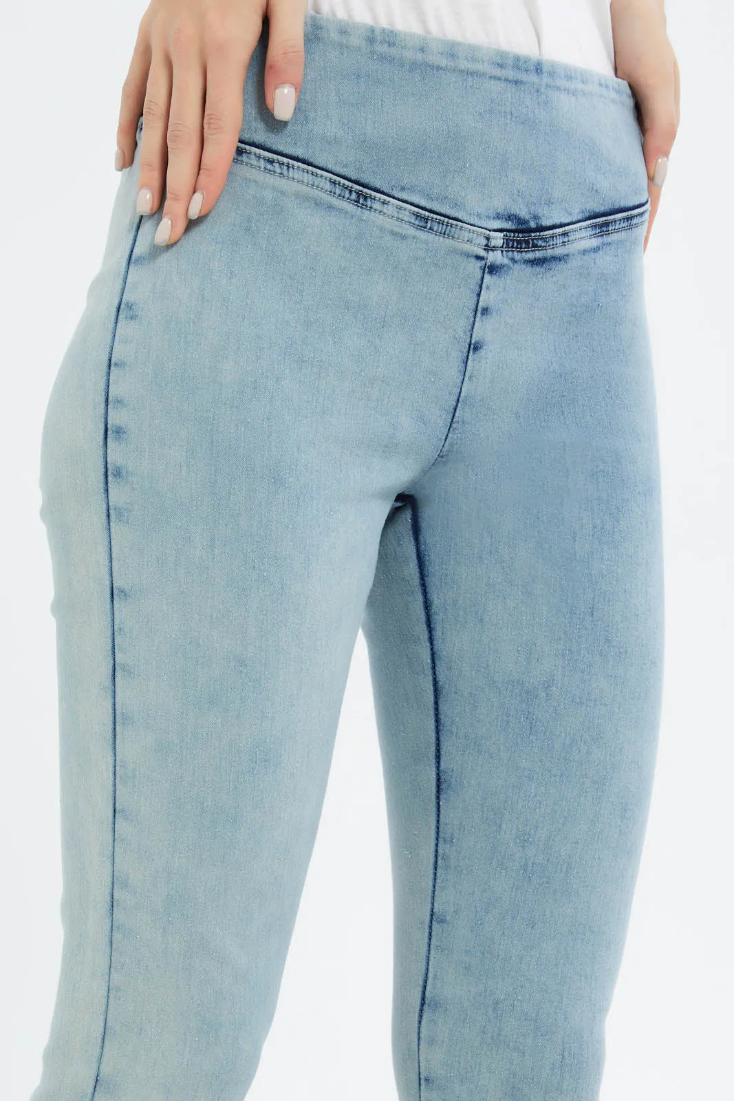 Women Blue Pleated Jegging