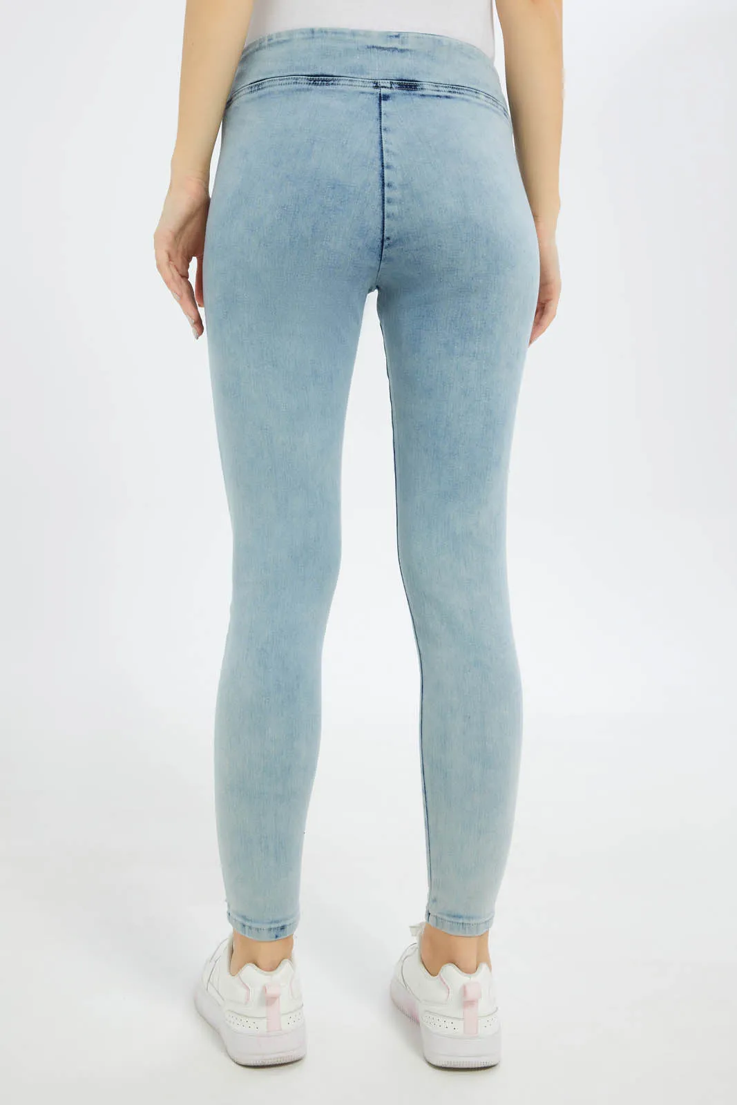 Women Blue Pleated Jegging
