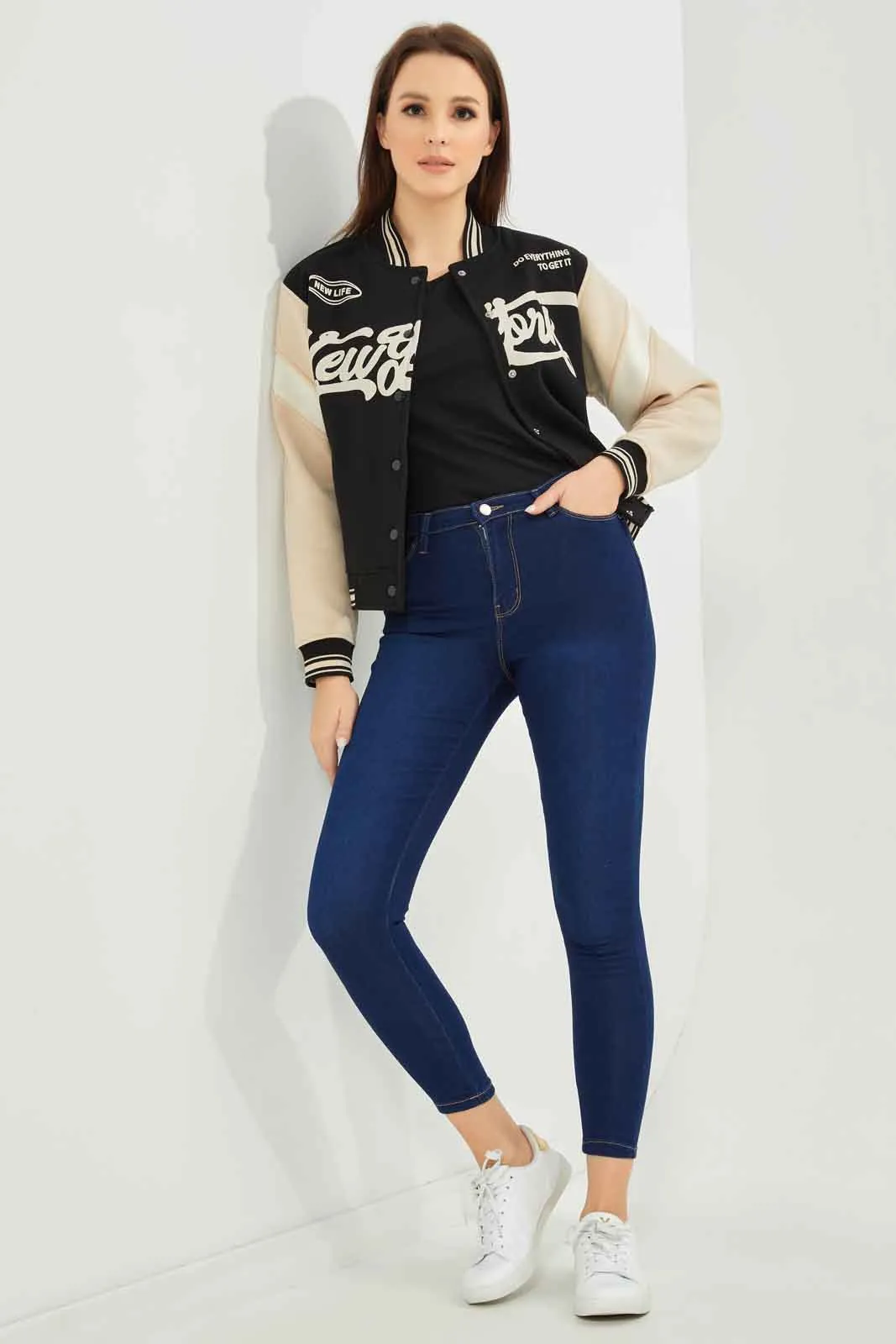 Women Blue Skinny Mid Waist Jeans