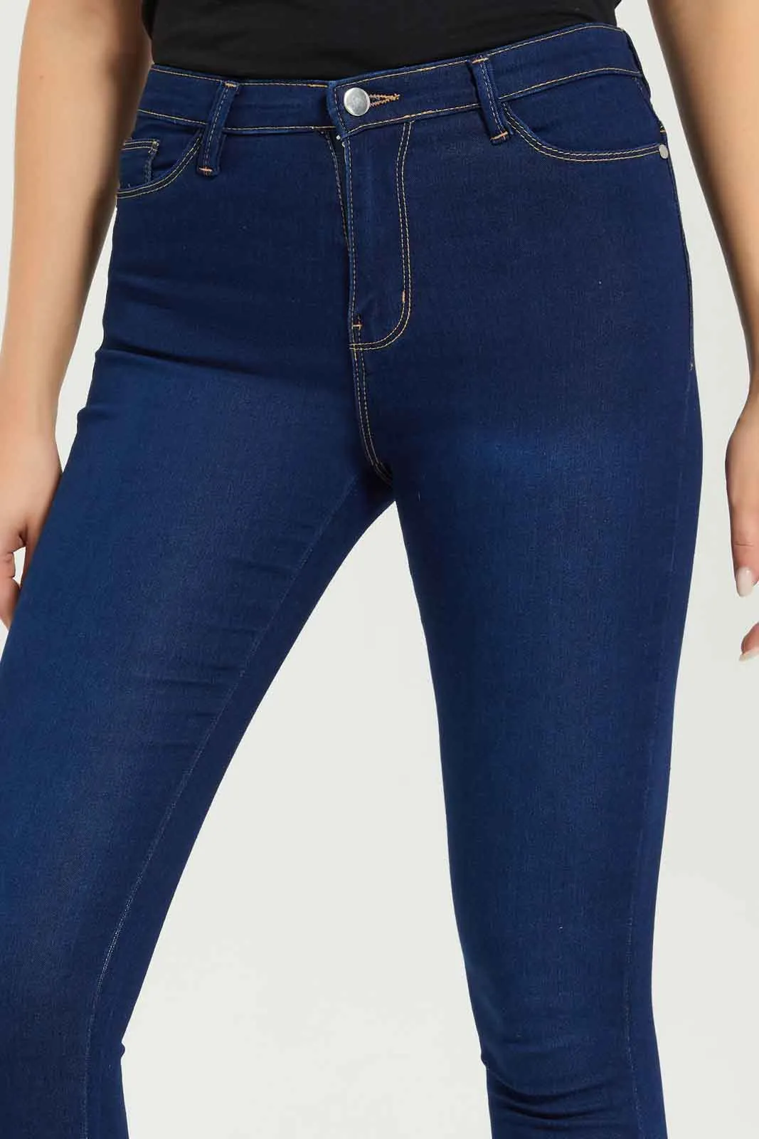 Women Blue Skinny Mid Waist Jeans