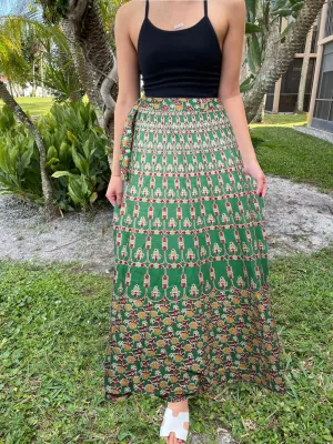 Women Indian Wrap Skirts Floral Wrap Around Long Skirt One size