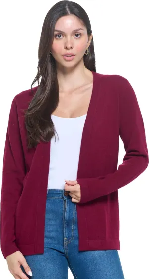 Women's 100% Cashmere Soft Long Sleeve Front Drape Open Cardigan