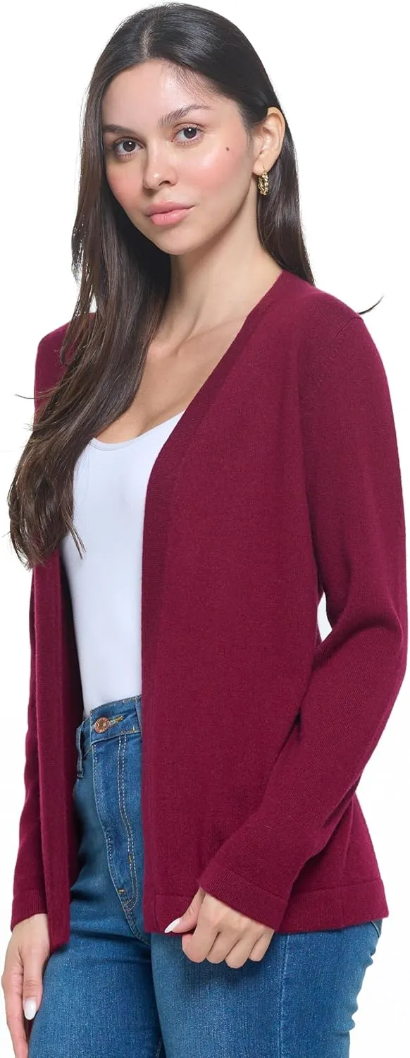 Women's 100% Cashmere Soft Long Sleeve Front Drape Open Cardigan