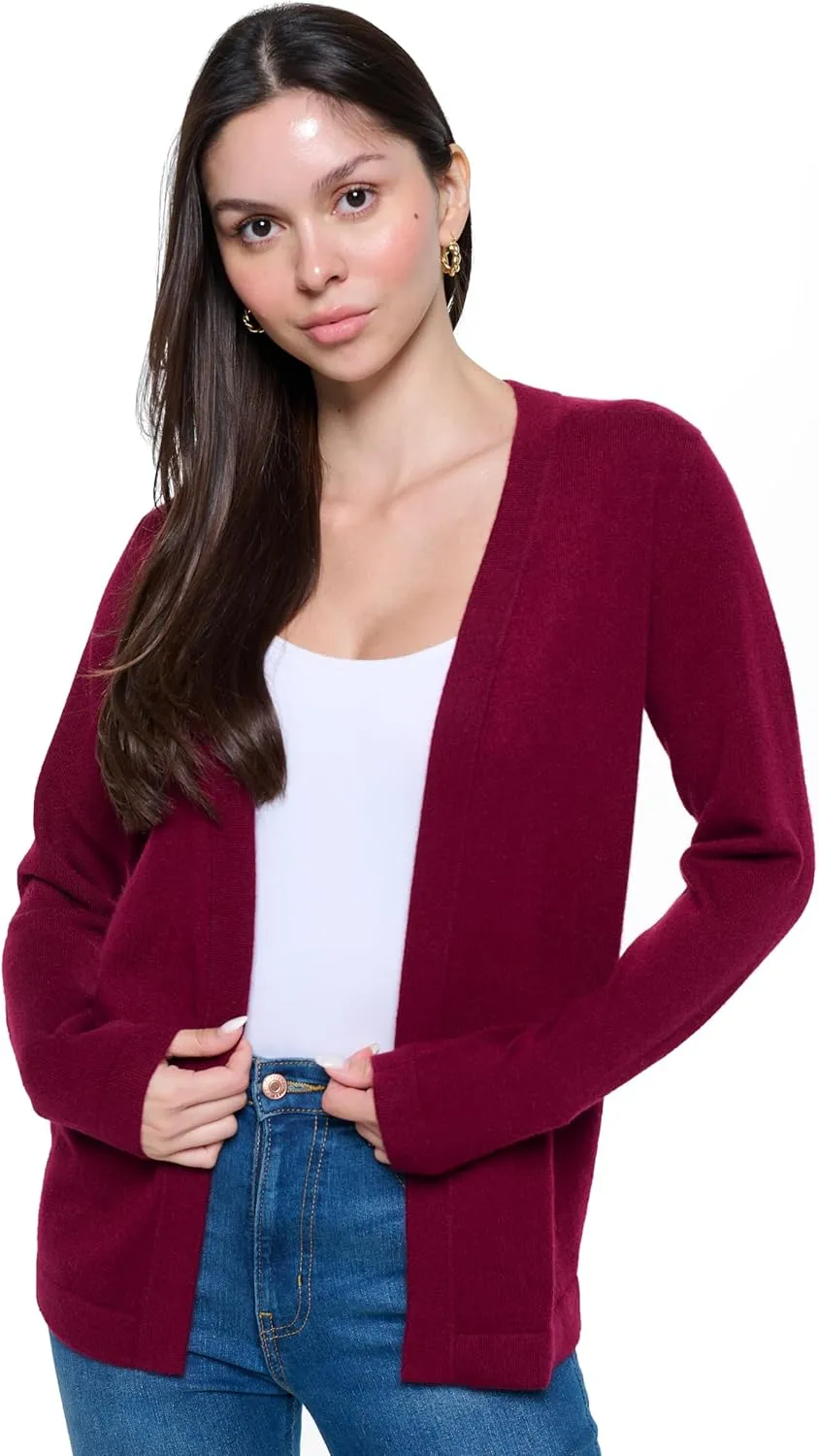 Women's 100% Cashmere Soft Long Sleeve Front Drape Open Cardigan
