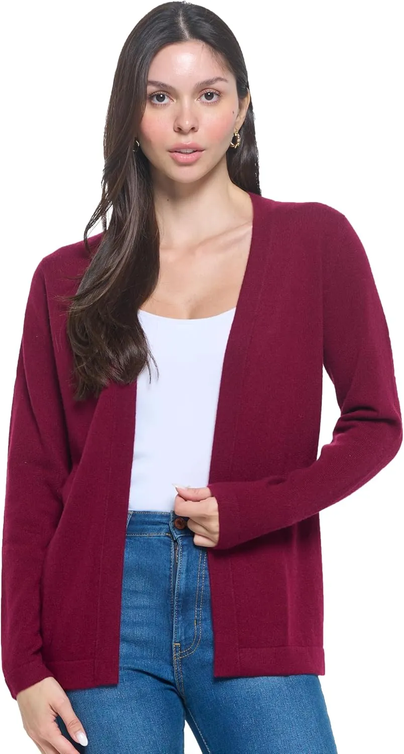 Women's 100% Cashmere Soft Long Sleeve Front Drape Open Cardigan