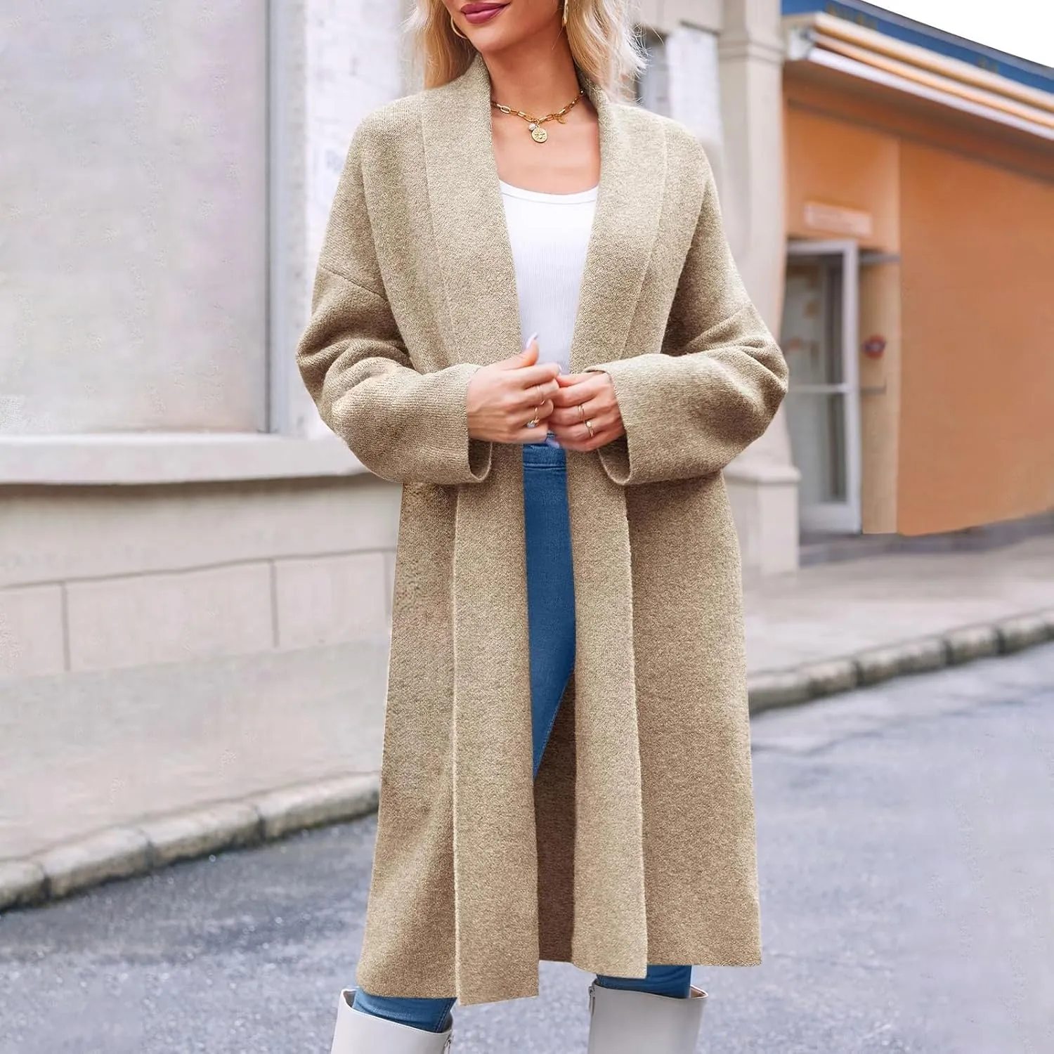 Womens Long Cardigan Sweaters Chunky Open Front Oversized Slouchy Knit Fall Trendy Coatigan Jackets