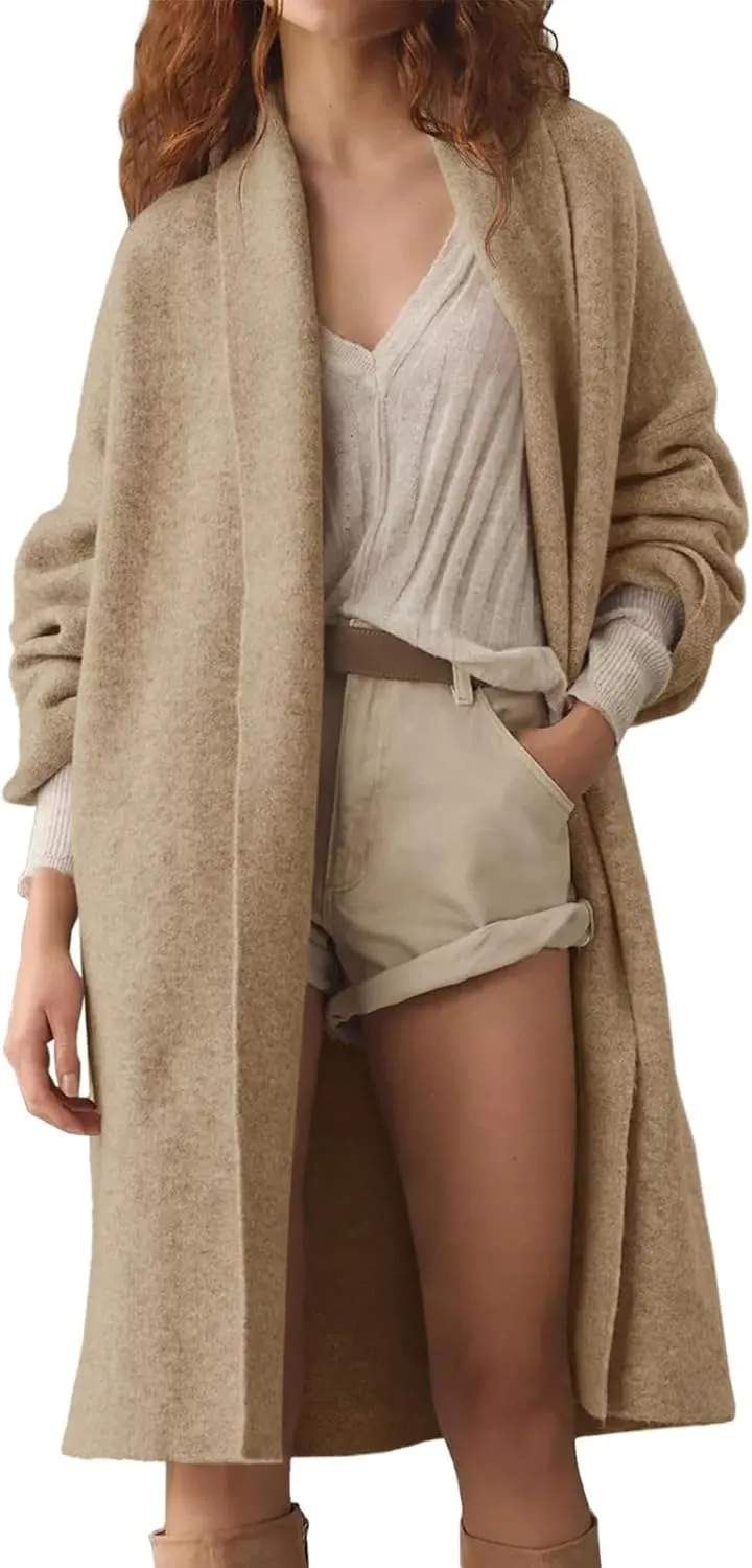 Womens Long Cardigan Sweaters Chunky Open Front Oversized Slouchy Knit Fall Trendy Coatigan Jackets