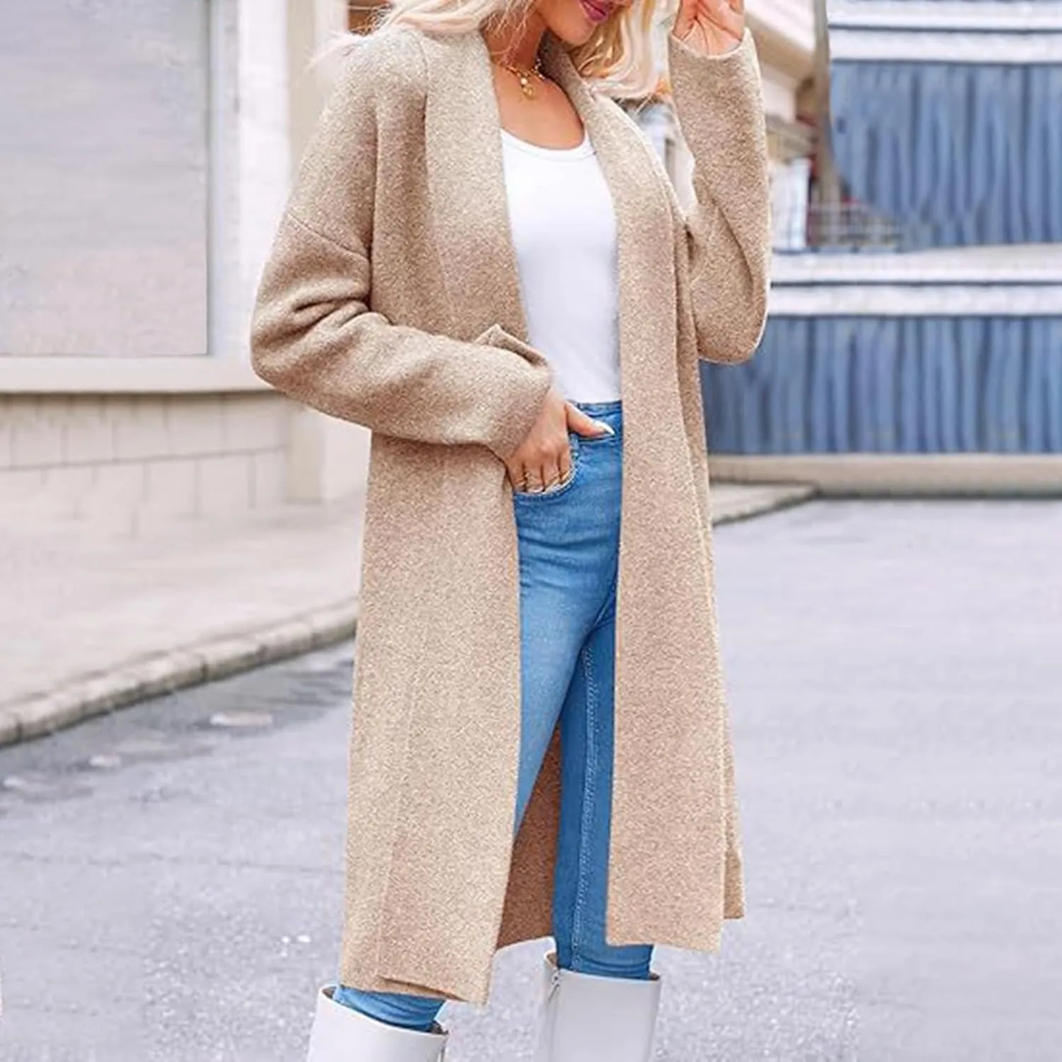Womens Long Cardigan Sweaters Chunky Open Front Oversized Slouchy Knit Fall Trendy Coatigan Jackets