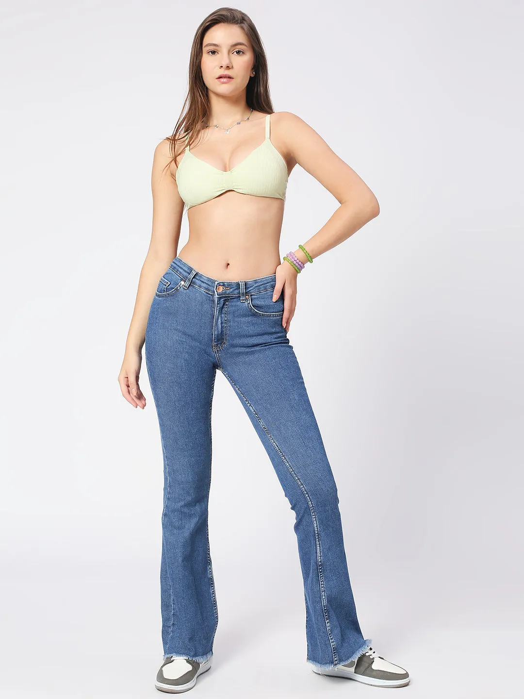 Women's Mid Blue Madrid Flare Jeans