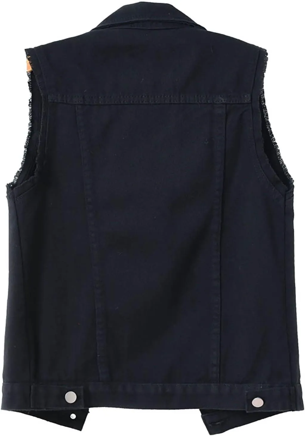 Women's Plus Size Denim Vest with Two Chest Flap Pockets Sleeveless Jackets Frayed Hem Cargo Trucker Jean Vest