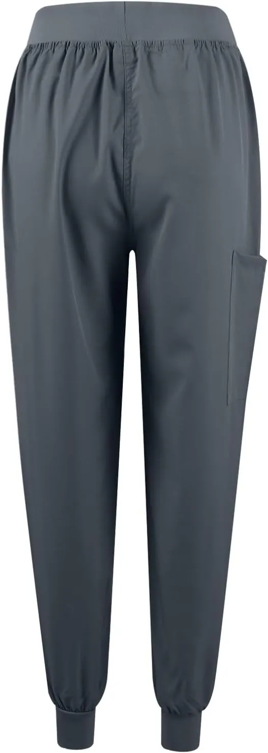 Women's V-Neck Stretch Fit Scrub Top & Jogger Scrubs Pants Multi Pocket Medical Nurse Uniforms Set