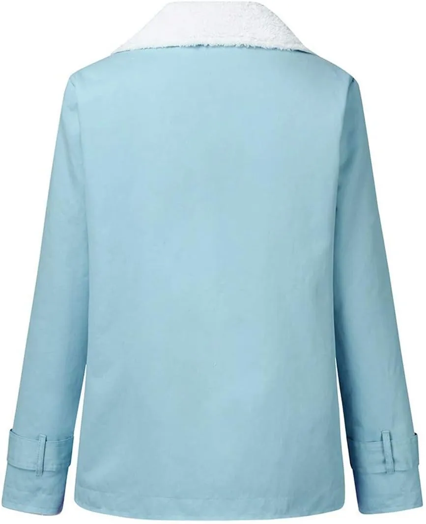 Women's Winter Warm Coats Fuzzy Fleece Sherpa Jackets Button Down Pullover Tops Casual Loose Outwear with Pockets