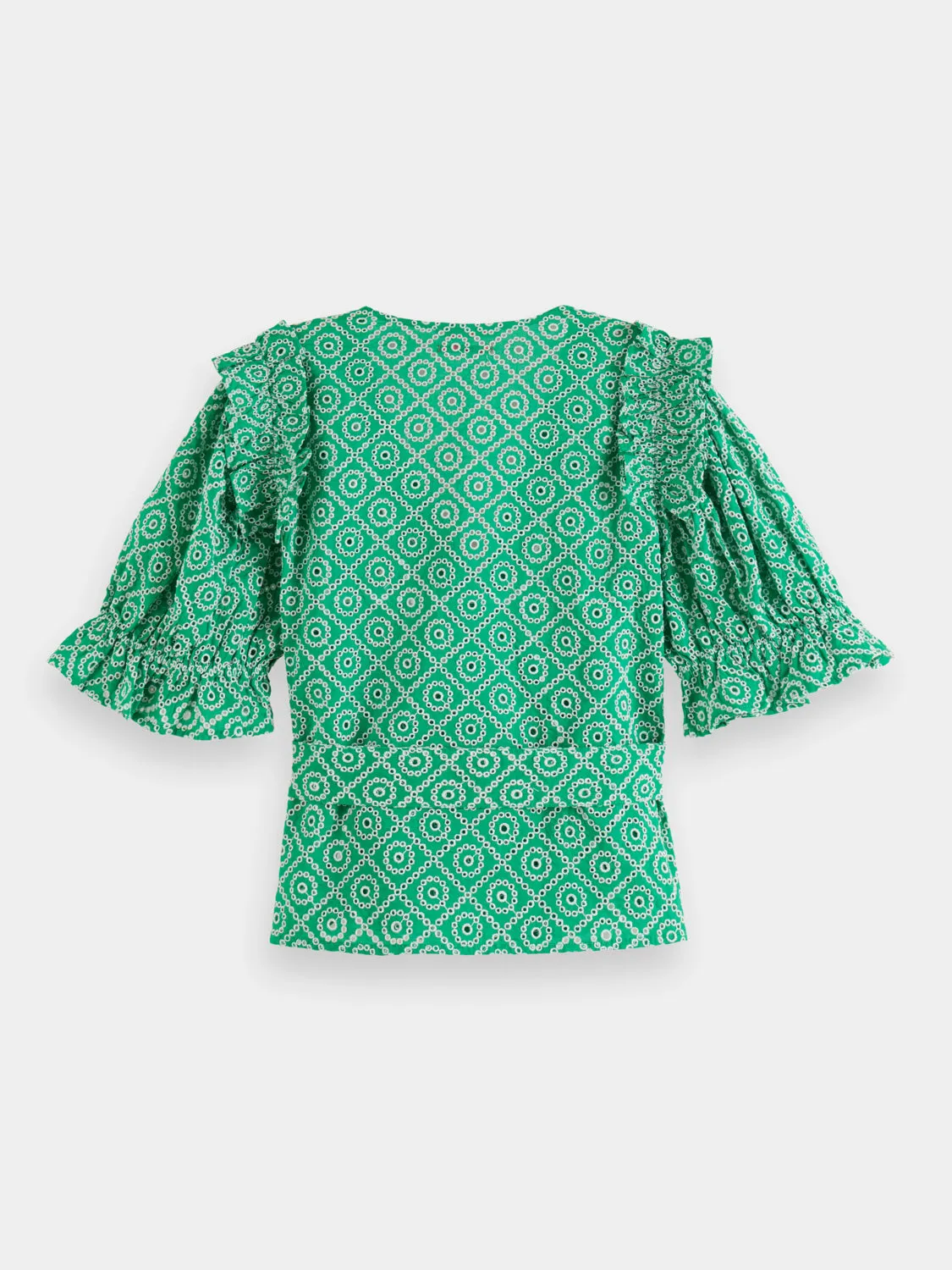 Wrap top with broderie anglaise