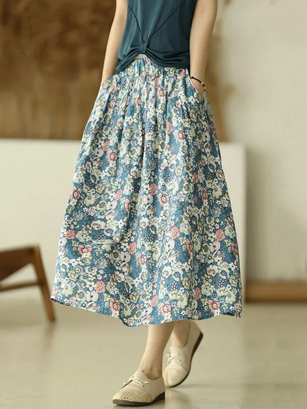 xakxx Original Floral Cotton-Blend A-Line Skirt