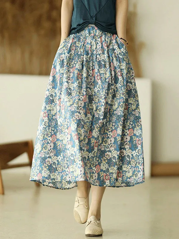 xakxx Original Floral Cotton-Blend A-Line Skirt