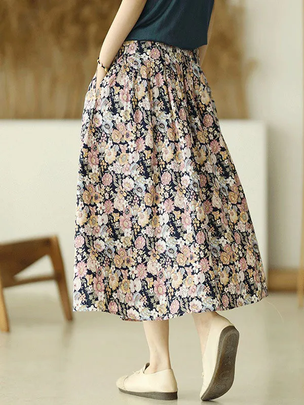 xakxx Original Floral Cotton-Blend A-Line Skirt
