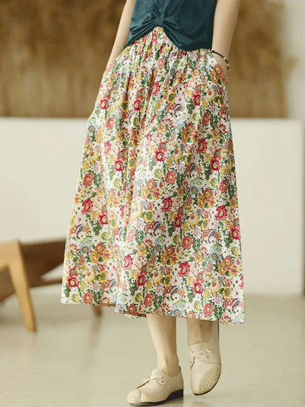 xakxx Original Floral Cotton-Blend A-Line Skirt