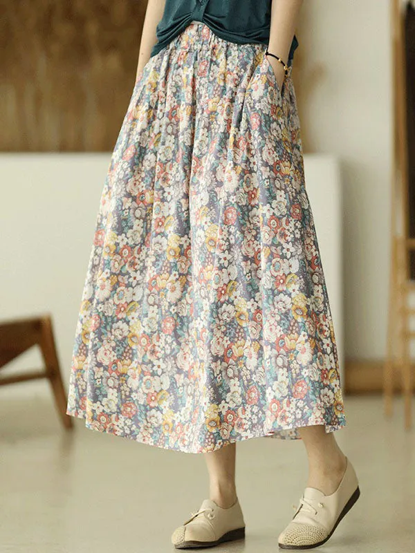 xakxx Original Floral Cotton-Blend A-Line Skirt
