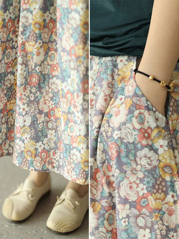 xakxx Original Floral Cotton-Blend A-Line Skirt