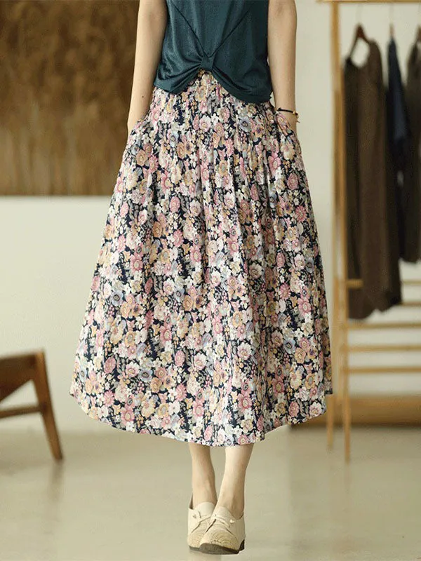 xakxx Original Floral Cotton-Blend A-Line Skirt