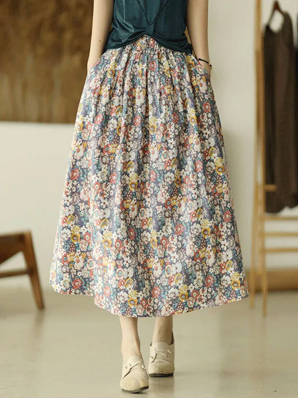 xakxx Original Floral Cotton-Blend A-Line Skirt