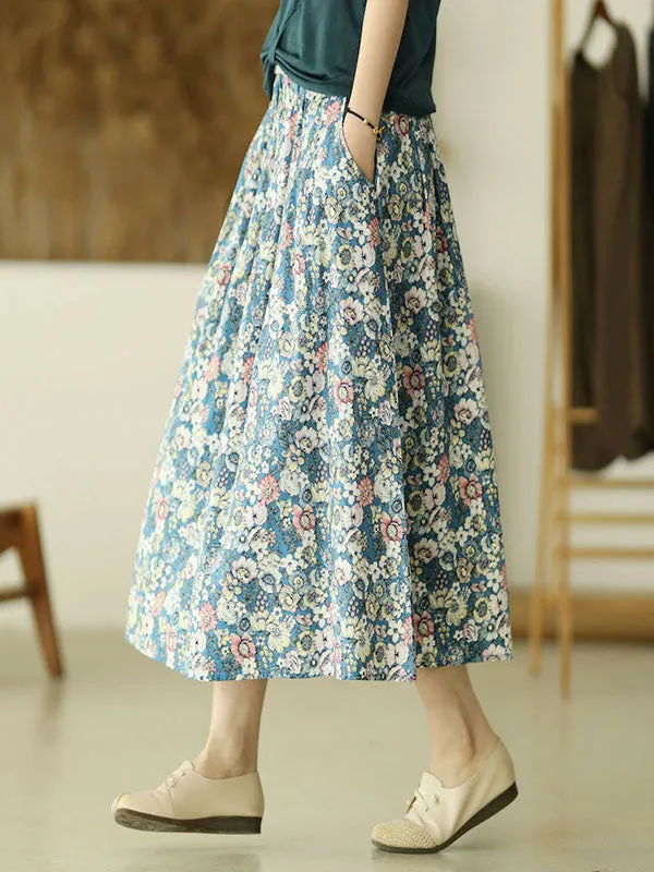 xakxx Original Floral Cotton-Blend A-Line Skirt