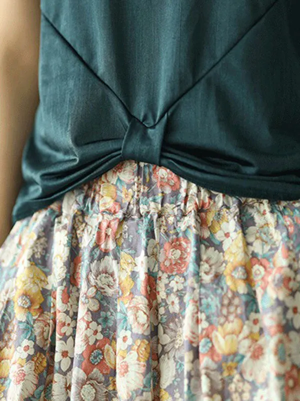 xakxx Original Floral Cotton-Blend A-Line Skirt