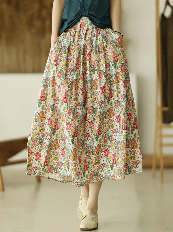 xakxx Original Floral Cotton-Blend A-Line Skirt
