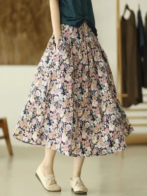 xakxx Original Floral Cotton-Blend A-Line Skirt
