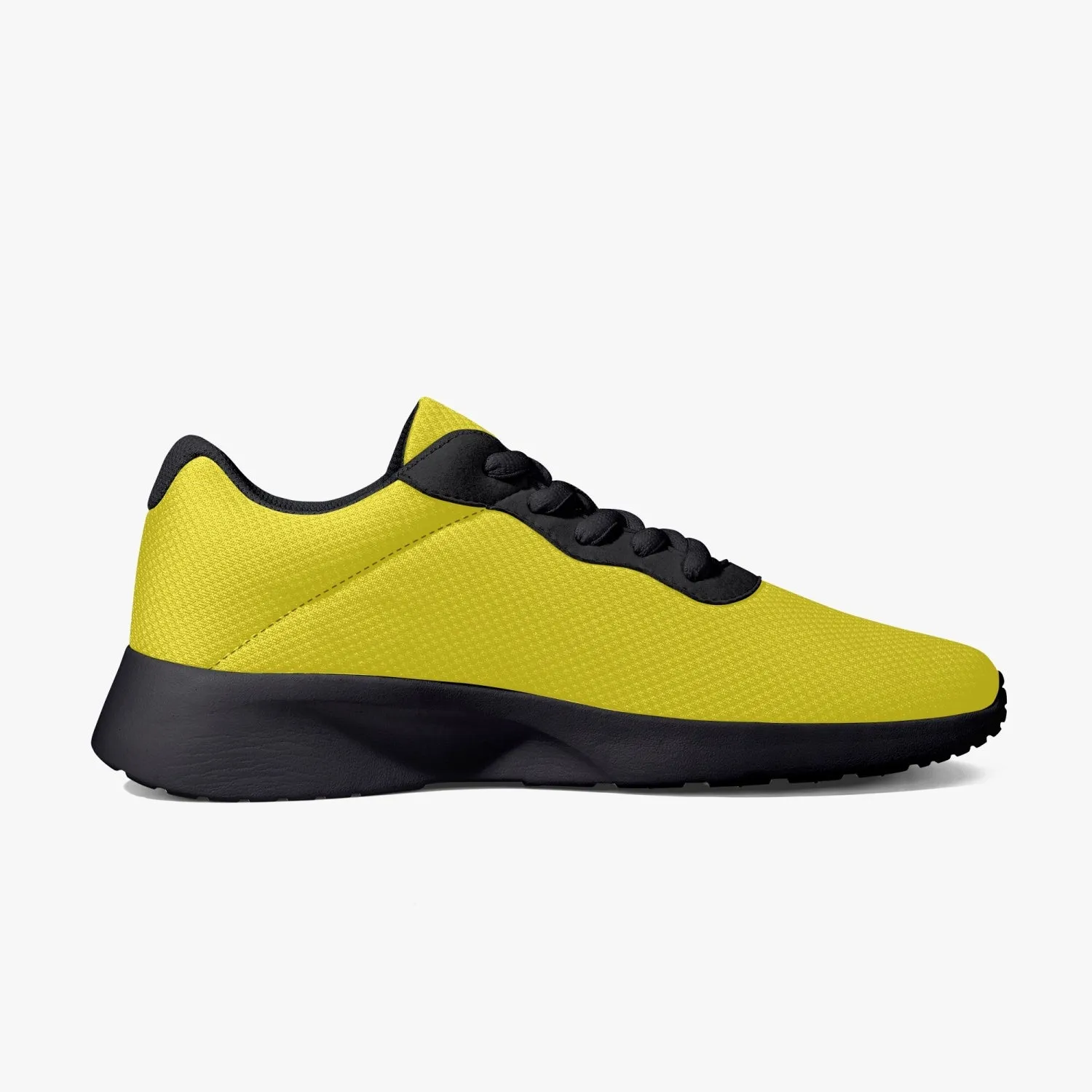 Yellow Color Best Running Shoes, Soft Solid Yellow Color Best Lifestyle Unisex Casual Designer Mesh Running Shoes With Black Soles
